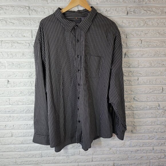 Van Heusen Mens Shirt 4XL Long Sleeve Black White Plaid Pocket PLA86XE - Picture 1 of 10
